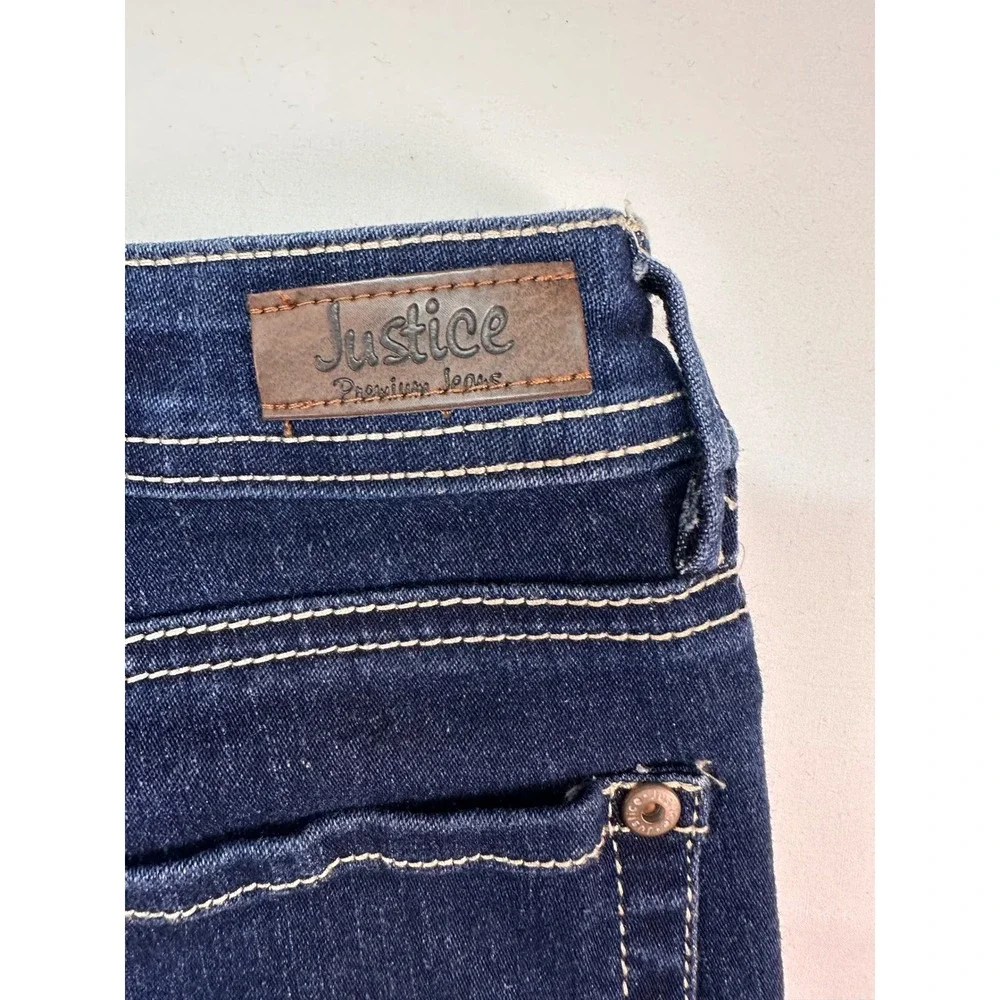 Justice Premium Jeans Girls Dark Wash Denim Bermuda Shorts Size 14R Cuffed Hem